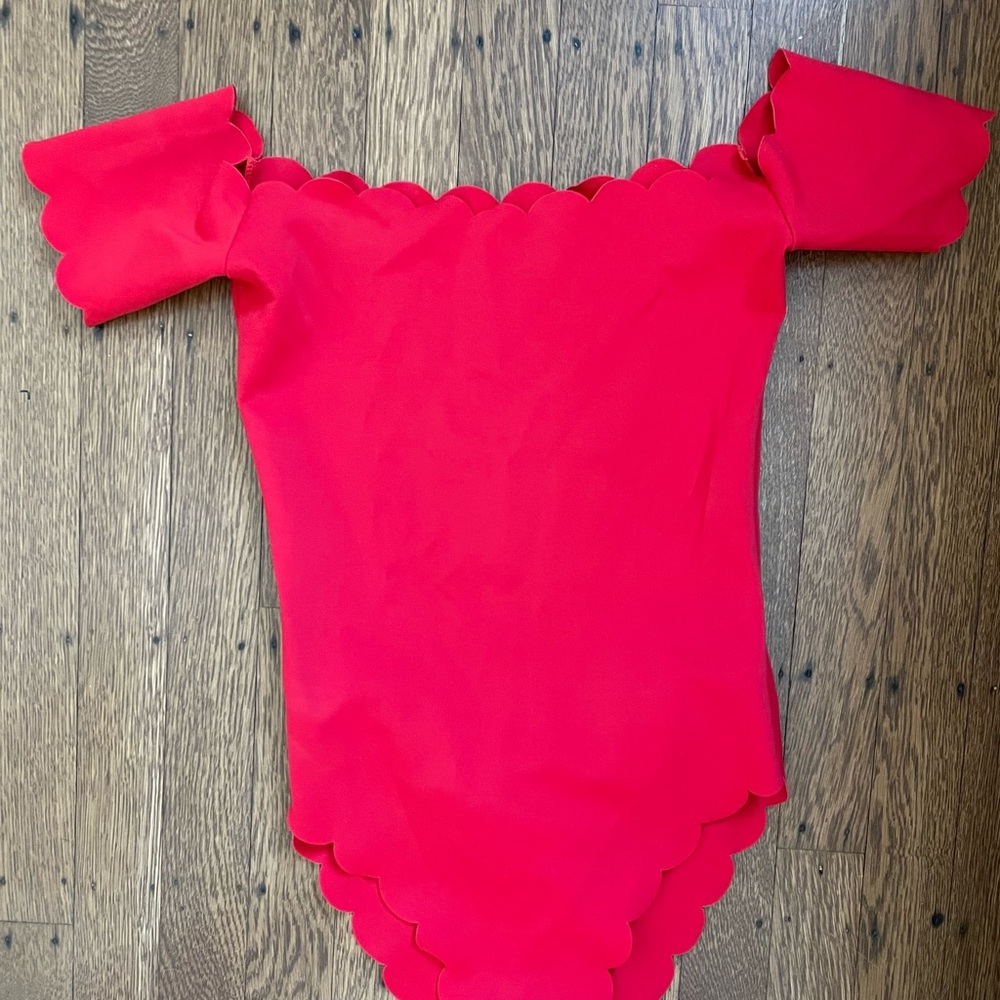 Misguided one piece scallop off shoulder swimsuit.